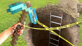 I dug a real hole using ONLY a Toy Minecraft pickaxe [upl. by Donn221]