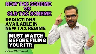 Exemptions allowed in New Scheme of ITR I Old and New Scheme Slab Rates gyanicagtaxpert [upl. by Enyehc]