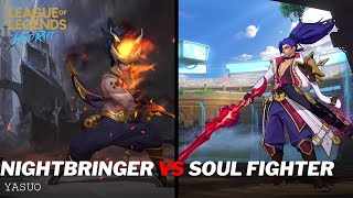 Yasuo Soul Fighter VS Nightbringer Skins Comparison Wild Rift [upl. by Melborn]