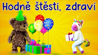 Hodně Štěstí Zdraví 🎂 Narozeninová Písnička pro děti  Unicorn a medvídek  HAPPY BIRTHDAY SONG [upl. by Thoer]