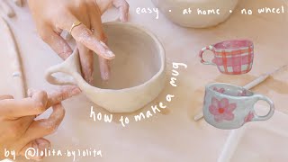 how to make a ceramic mug  no wheel required 🌸 pottery from home [upl. by Yuu]