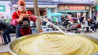 Chinese Street Food  WORLDS LONGEST NOODLE in Xian Muslim Quarter  BEST Street Food in China [upl. by Kcirddet]