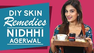 Nidhhi Agerwal reveals her skin care routine secrets  Home Remedies  Pinkvilla  Fashion [upl. by Stevana]