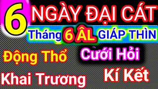 Lịch Ngày Tốt Tháng 6 Âm Lịch Năm 2024 Khai Trương Cưới Hỏi Động Thổ Cậu Thành Tử Vi Tướng Số [upl. by Aisekal428]