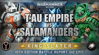 Salamanders Space Marines vs Tau Empire Warhammer 40K 10th Edition Battle Report 2000pts [upl. by Tracay]