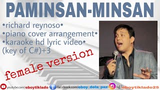 PAMINSANMINSAN karaoke female version  richard reynoso  acoustic cover  hd lyric video [upl. by Eniar]