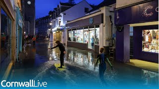 Dramatic footage as Cornwall floods and waves at high spring tides [upl. by Omlesna492]