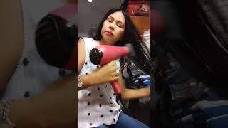 Technique on using Blow dryer Comb hair first then blow up and down hairstyle longhaired [upl. by Rudwik]