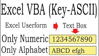 How to allow only input of numerical or alphabet values into userform Textbox using VBA [upl. by Lian]