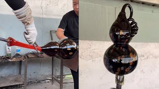 Crafting a Stunning Dark Glass Gourd  Liulige glass blowing liuli fused crafts [upl. by Bergquist863]