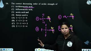 The correct decreasing order of acidic strength of trichloroacetic acid trifluoroacetic acid [upl. by Lyell9]