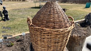 Fixing a demijohn basket  Reinforcing an antique basket  How to repair a car boy basket 🪴🪴🪴 [upl. by Haem]