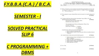 FYBBACABCA SEMESTER I  SOLVED PRACTICAL SLIP 6CPROGRAMMING AND DBMSaishashaikh2717 [upl. by Acisseg]