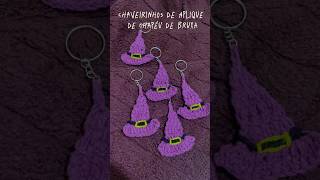 Chaveirinhos aplique chapéu de bruxa  Applique witch hat keychains crochet [upl. by Llennyl]