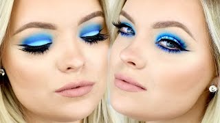 Neon Blue Cut Crease  Summer Makeup  Brianna Fox [upl. by Anirba534]