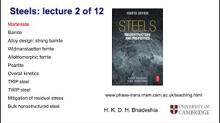 Steels martensitic transformation part 2 Lecture 2 of 12 [upl. by Enelram870]