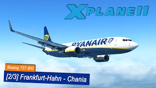 XPlane 11 17  FrankfurtHahn  Chania  Ryanair Boeing 737800  ZIBO Mod  Pushback amp TakeOff [upl. by Dnalyaw]