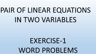 Pair of Linear Eqns in 2 VariablesEx1Word Problems Onlymathematicsclass10class10thmaths [upl. by Yrollam]