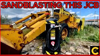 SANDBLAST YOUR HEAVY EQUIPMENT ALONE 50 Litre Air Compressor 89CFM [upl. by Marguerie279]