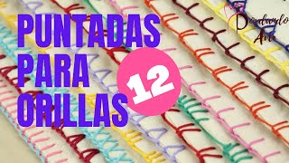 12 PUNTADAS PARA BORDES Y ORILLAS DE SERVILLETAS 💯🤩FACIL Y RAPIDO BLANKET STITCH EMBROIDERY [upl. by Ignaz681]