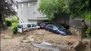 Heftiger Erdrutsch in Lindau am Bodensee durch starkes Hochwasser [upl. by Kayla]