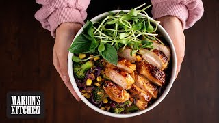 One Pan Glazed Chicken amp Veggie Bowl  Marions Kitchen [upl. by Artinak172]