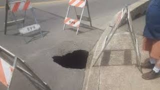 Sinkhole on S Bridge St Sheridan Oregon 7172022 [upl. by Jarv]