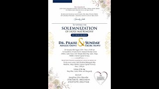 Solemnization of Holy Matrimony between Dr Praise and Sunday [upl. by Eelac314]