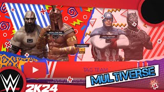 WWE 2K24 multiverse  Kratos amp Ares VS Captain America amp Black Phanter [upl. by Filipe61]