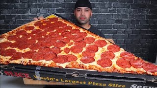 ASMR NO TALKING WORLDS LARGEST PIZZA SLICE MUKBANG [upl. by Zebulon]