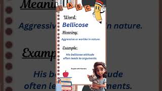 Bellicose  English Vocabulary youtubeshorts shorts english englishvocabulary englishcourse [upl. by Naoj52]