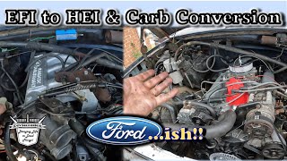 1987 Ford F150  EFI to Carburetor and HEI Distributor Conversion ish [upl. by Aeslek465]