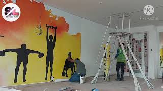 vinyl pasting  wall graphic [upl. by Reamy]