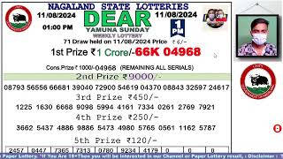 Lottery Sambad Live Dear Nagaland State Lottery Live draw result 110824Lottery live sambad [upl. by Rivkah]