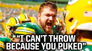 Packers center pukes all over the ball twice a breakdown [upl. by Anaujal]