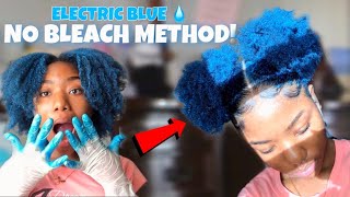 Dyeing My Natural Type 4 Hair BLUE  Two Puffs On Natural Hair  NO BLEACH METHOD [upl. by Airekat]