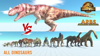 CERATOSAURUS JWE2 vs ALL DINOSAURS with HP BAR  Animal Revolt Battle Simulator [upl. by Yemaj]