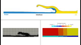 ThreePhase Dambreak using our new phaseFieldFoam solver in OpenFOAM [upl. by Hillard]