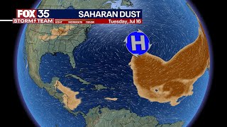 Massive plume of Saharan Dust headed across Atlantic Ocean to US [upl. by Silvestro]