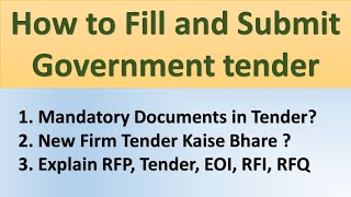 How to Fill and Submit Government Tender  Explain EOI RFP RFI Tender  Tender kaise bhare [upl. by Enilrac38]