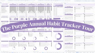 The Purple Annual Habit Tracker Tour  Google Sheets Tutorial  Template [upl. by Korie]