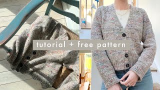 Knit your first cardigan Tutorial and free pattern 🧶 [upl. by Niamreg408]