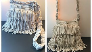 COMO HACER ASA DE BOLSO CON FLECOS TEJIDO A CROCHET  Segunda Parte [upl. by Ailime]