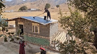 Final painting and big preparation insulating the roof of the house for cold days [upl. by Adamok]