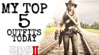 MY TOP 5 OUTFITS OF THE DAY FEMALE RED DEAD REDEMPTION 2 ONLINE SHOWCASE TUTORIAL [upl. by Godfree958]