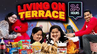 Living On Terrace for 24 Hours Challenge  Family Comedy Challenge  Cute Sisters [upl. by Rexer]