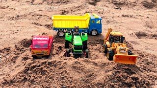 Muddy Auto Rikhshaw And Tractor Help JCB And Water Jump Muddy Cleaning Tractor VideoJCB Video [upl. by Cyprus]