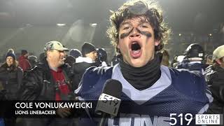 Assumption Lions postgame interviews after their CWOSSA football victory [upl. by Yllaw]