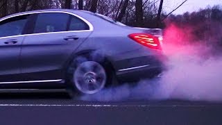 Mercedes C220 CDI W205 in Action Acceleration Onboard Kickdown Burnout Slides Sound Autobahn Review [upl. by Kablesh]