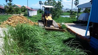 Start to Finish Dozer D20 amp 5T Truck pushing soil into land size 5mX10m [upl. by Pippas950]